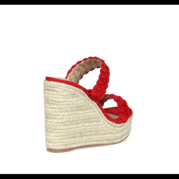 Fahrenheit Slip On Women Wedge Espadrilles in Red - Picture 4 of 11